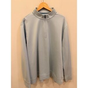 Hickey Freeman Quarter Zip Pullover Mens XL Blue Stretch Performance Sweater